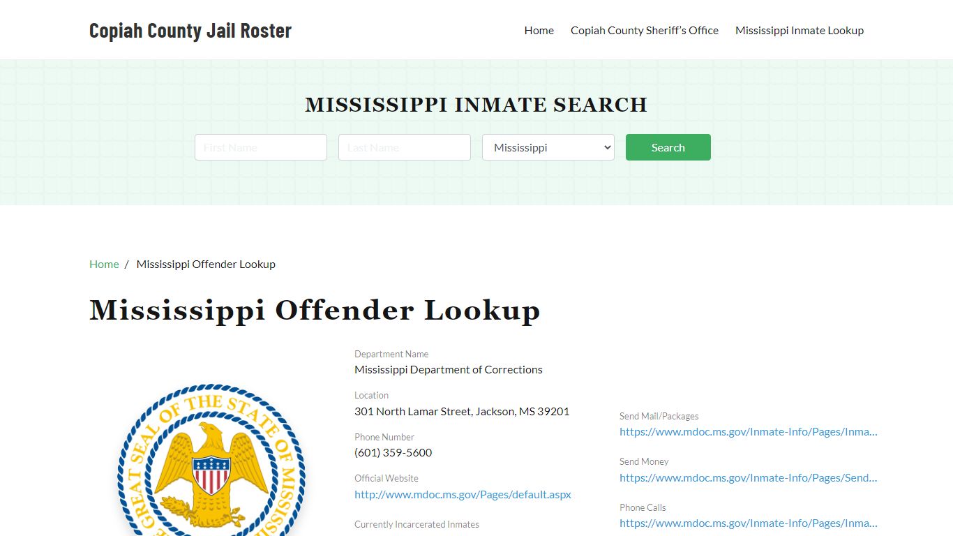 Mississippi Inmate Search, Jail Rosters - Copiah County Jail