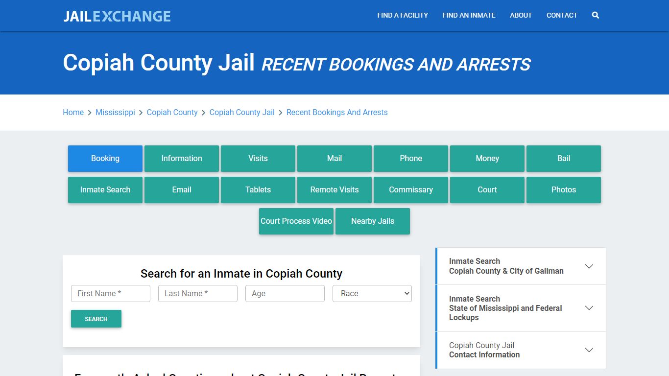 Copiah County Jail Recent Bookings And Arrests - Jail Exchange