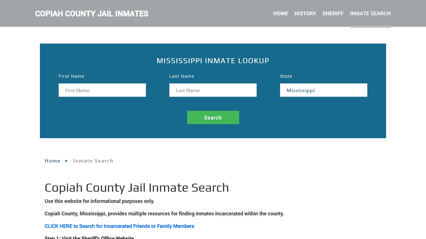 Copiah County, MS Detainee Lookup