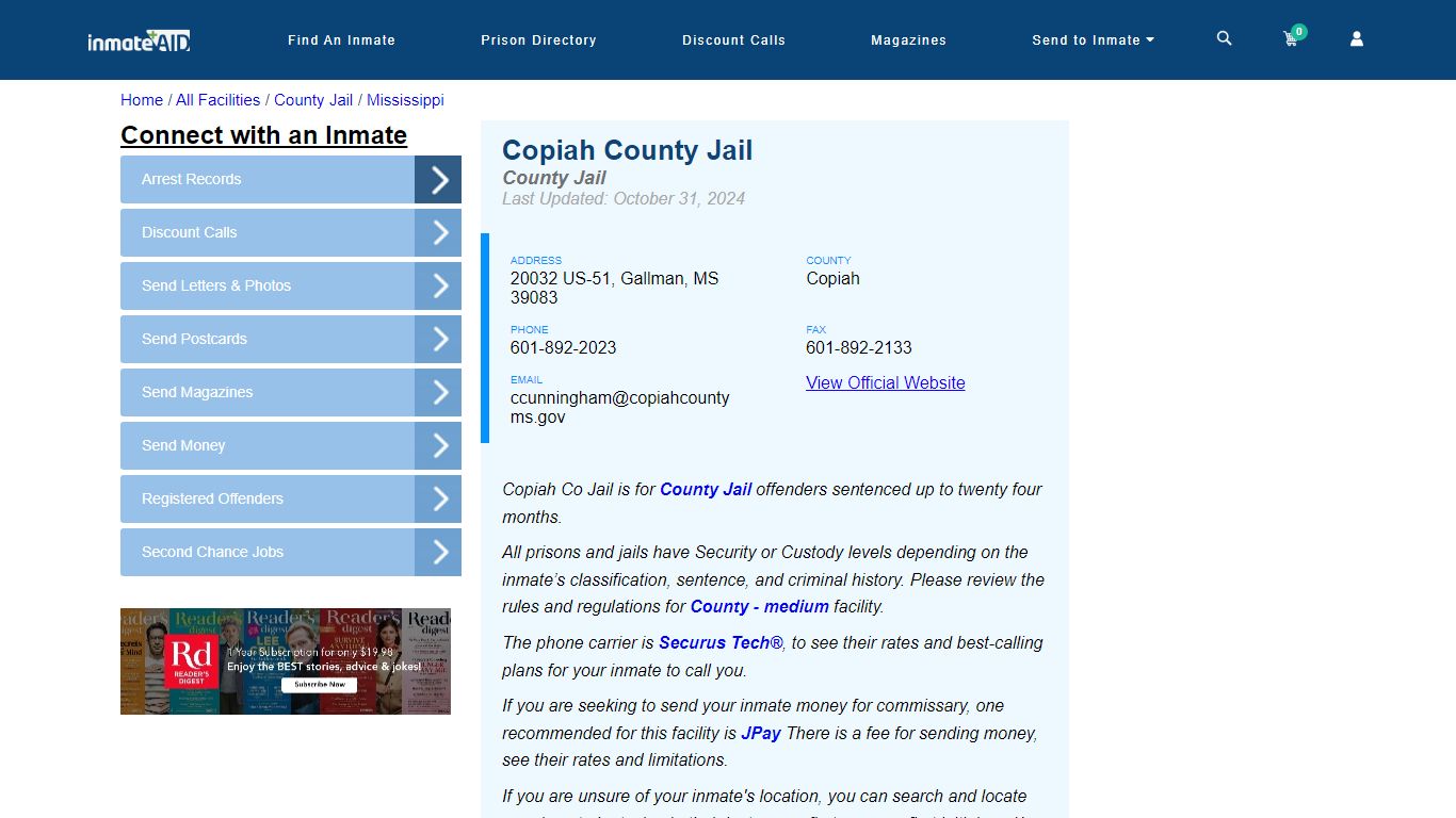 Copiah County Jail - Inmate Locator