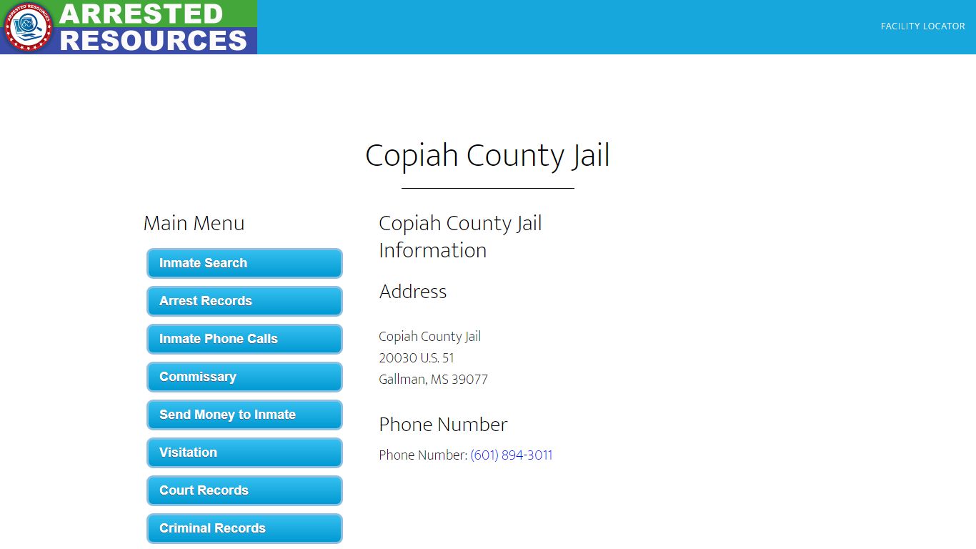 Copiah County Jail - Inmate Search - Gallman, MS